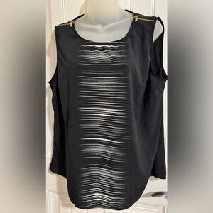 Calvin Klein Black Sleeveless Top with Gold Accents XL
